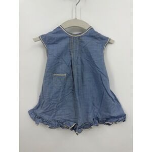 Unbranded Vintage Gingham Check Ruffle Dress Kids Size 4T Blue Rickrack Trim